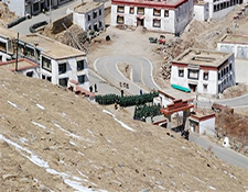 Military Cordon Ganden Monastery, Tagtse County, Lhasa March 12, 2008